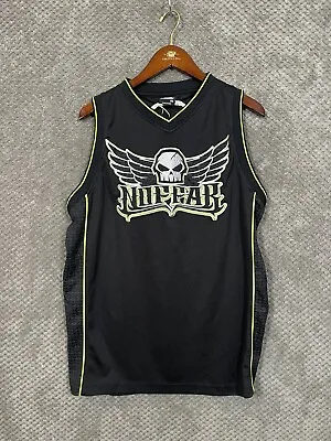 ViTG No Fear Sleeveless Sz M  Skull Motocross Tank Top Black Neon Green Moto 544 • $35.99