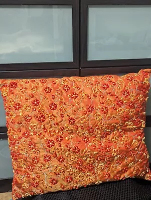 16x13 Vintage India Accent Irredescent Orange And Red Pillow • $12.99