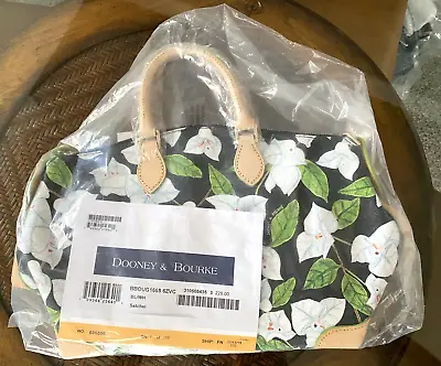 SEALED Dooney & Bourke Black-White Bougainvillea Floral Satchel Bag • $189