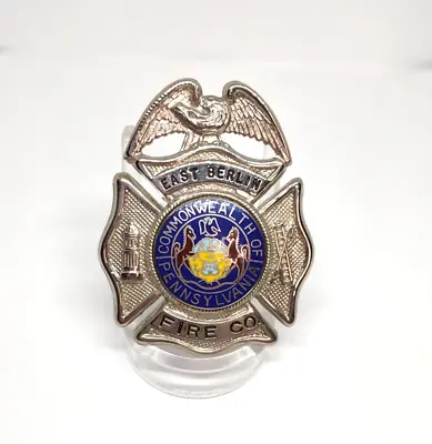 Vintage NOS East Berlin Fire Co. Badge Commonwealth Of PA Blue Enamel • $49.99