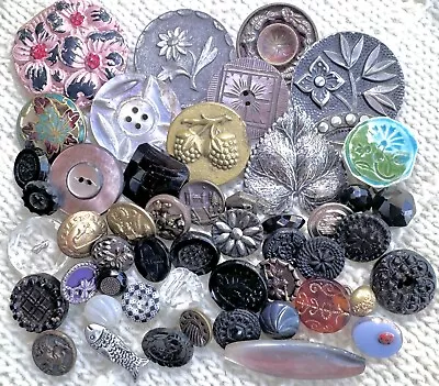Antique Vintage Buttons Paper Mache Pewter Ceramic 91 • $9.99