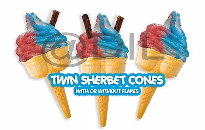 ICE CREAM Stickers - Sherbet Cone - Single Cone - Twin - VAN WINDOW STICKER • £3.99