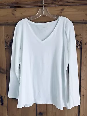 Pure Jill Pima Stretch Cotton Top Tee Shirt Women PL Petite Large White • $17.90