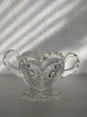 $24.99 • Buy Antique Imperial Glass Sugar Bowl Heart Pattern Zippered Edge Double Handle