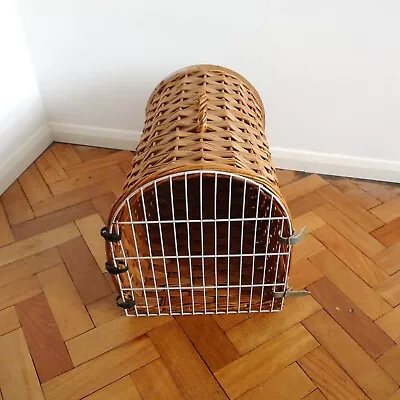 £124.99 • Buy VINTAGE Wicker Rattan Cat Small Dog Pet Travel Carrier Brown Natural Basket