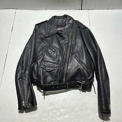 Vintage Brooks Leather Motorcycle Jacket Men’s 38 Harley Patch Lined USA Talon • $80