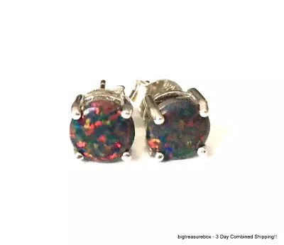 Vtg Earrings MARKED 925 STERLING SILVER Pierced Stud Fire Opal Jewelry Lot Y • $5.50