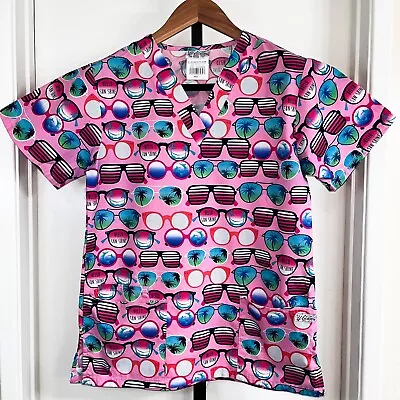 UA Scrubs Womens Scrub Top - Pink Shades Sunglasses Size S • $15