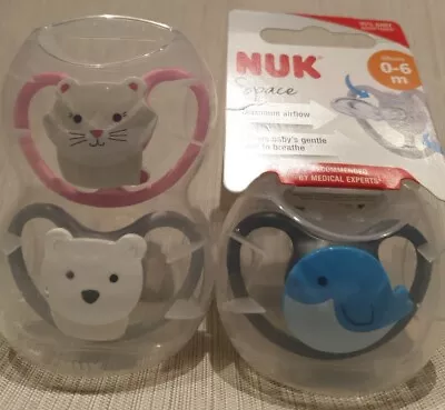 £9 • Buy 3 X NUK Space Air Orthodontic Soother  0-6m  Silicone With Travel Box