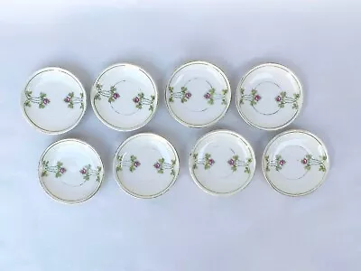 Moritz Zdekauer Bone China Austria ALTALT350 Butter Pat Pink Rose Set Of 8 • $95.89