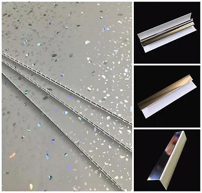 Grey Sparkle Wall Panels & Bathroom Trims Shower Wet Wall Cladding PVC Ceiling • £0.99