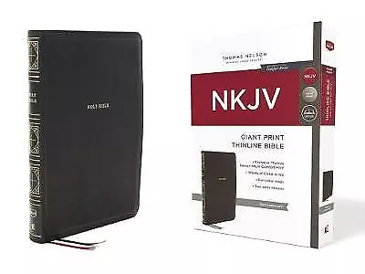 NKJV Holy Bible Giant Print Thinline Bible Black Leathersof... - 9780785231714 • £20.70