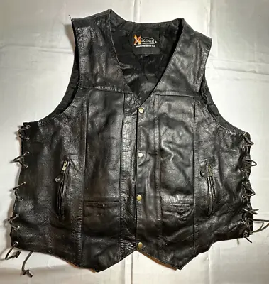 Xelement Advanced Motorcycle Gear Leather Vest Men's 3XL Black • $35