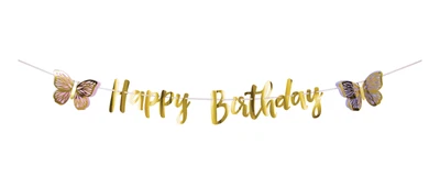 £7.99 • Buy Butterfly Happy Birthday Banner Gold Foil + 3D Butterflies Bunting Garland