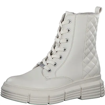 S.oliver Lace Up Boots Ankle Boots Shoes Cream White 25202 • $69.43