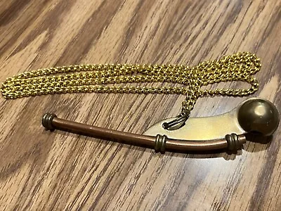 VINTAGE Boatswain Whistle Bosun Call Pipe Nautical College Crew Rowing Brass USA • $38.99