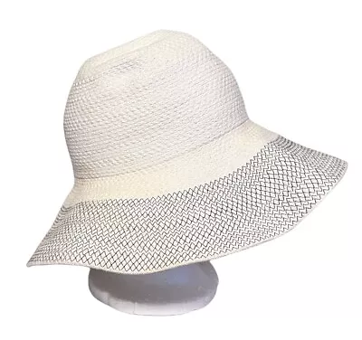 J Crew Factory M-L Floppy Wide Brim Woven Beach Sun Hat-Packable Ivory Gray • $16.99