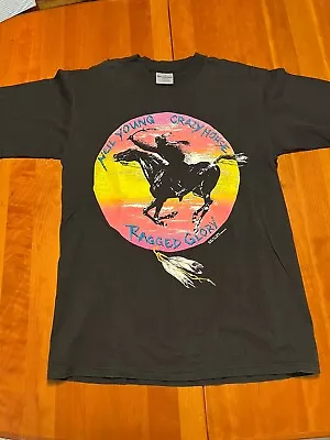 Vintage Neil Young & Crazy Horse T Shirt 1991 Ragged Glory Tour Brockum Large • £115.82