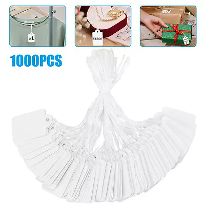 1000PCS Blank Cardboard Sale Price Tags Hang Strings Boutique Retail Cloth Label • $15.98