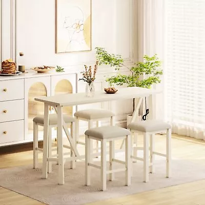 Modern 5-Piece Dining Table Set With Power Outlets1 Table With 4 Stools • $441.48