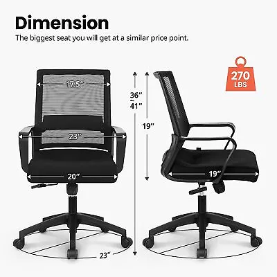 Office Chair Ergonomic Desk Chair - Adjust Back Mesh For Home Office Desk -Black • $93.50