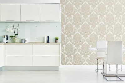 £6 • Buy Boutique Ivory Vogue Textured Damask Wallpaper (Was £23)