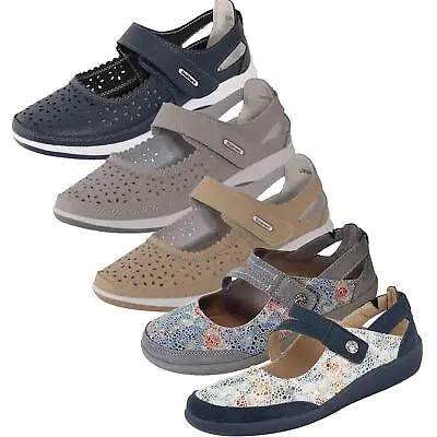 Ladies Mary Jane Sandals Flat Casual Pumps EEE Wide Fit Comfort Shoes Size 3 - 9 • £28.99