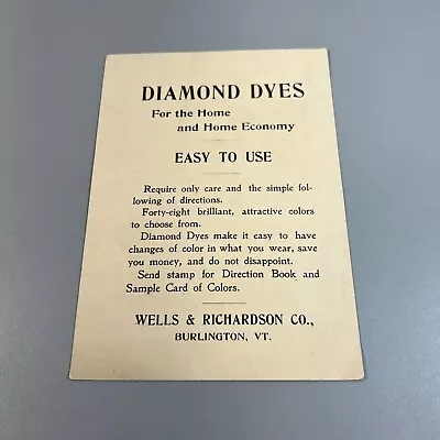Vintage Diamond Eyes Wells & Richardson Co Burlington VT Trade Card  • $9.99