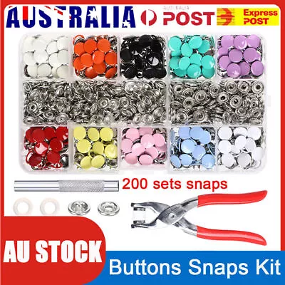 Home Snap Fasteners Sewing Buttons Metal Press Studs Tools Kit Plier Snap On • $13.99