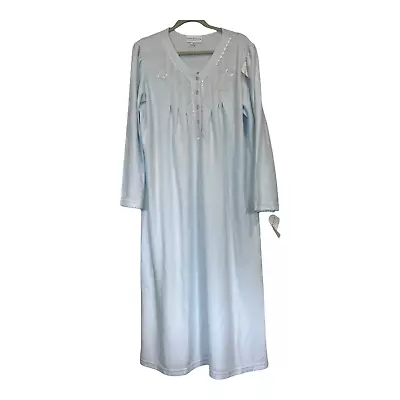 Women's Miss Elaine 1X Cuddleknit  Light Blue Long Sleeve Long Nightgown Blue • $29.99