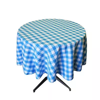 Tablecloth Round Checkered 60  Polyester By Broward Linens (Variety Of Colors) • $25.99