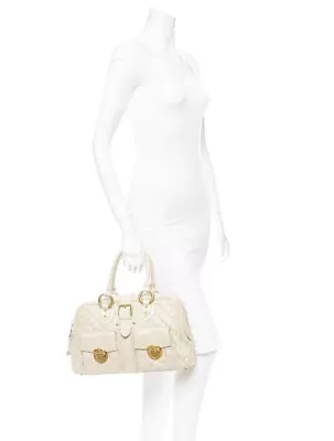 Marc Jacobs Hand Bag Woman Venetia Satchel Quilted Leather Withe And Gold • $225