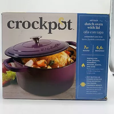 Crock-Pot Artisan Round Enameled Cast Iron Dutch Oven 7-Quart Lavender Purple • $47