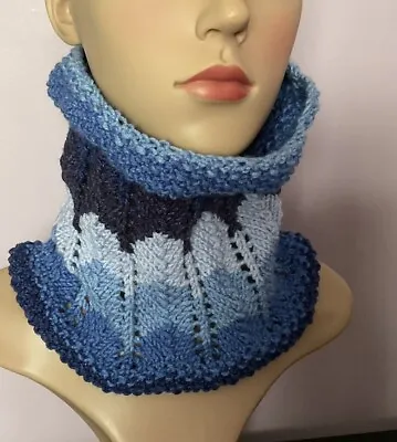 Hand Knitted Neck Warmer/cowl Blue Mix • £3.99