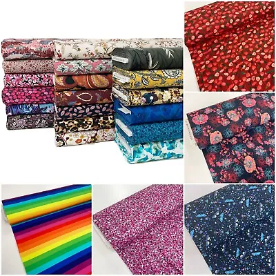 £8.95 • Buy Jersey Fabric Ladies 4-Way Stretch Cotton Knit Floral Patterned For Dressmaking
