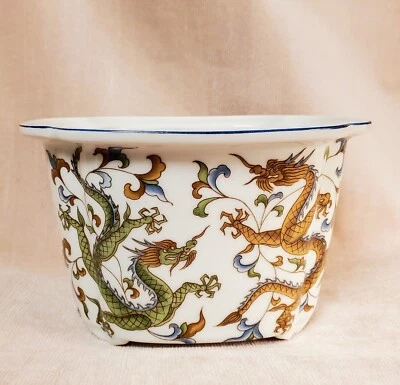 $15 • Buy Vintage Andrea By Sadek Planter Green & Gold Dragon Made In Japan