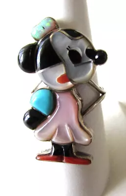 Vintage Minnie Mouse Sterling Silver Ring Tom Taylor Navajo Size 8 Mickey • $350