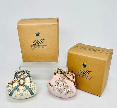 Set Of 2 Avon Gift Collection Victorian Accessory Ornament Blue & Pink Handbags • $22.50