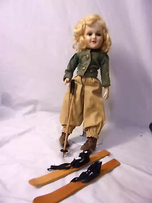 1930's Composition Madame Alexander Sonja Henie  Skates Doll 14  Ski's & Pole's • $225