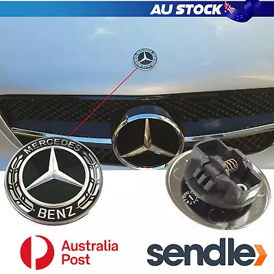 BLACK Mercedes Benz 57mm Replacement Bonnet Emblem Sticker Badge C E S AMG Class • $19.50