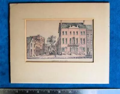 EARLY TAMANY HALL C1830 HAND COLORED ETCHING NEW YORK STREET SCENE MAT ORIG! • $129.99