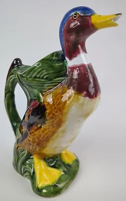 Vintage Majolica Duck Pitcher/Vase Portugal Pottery • $19.99