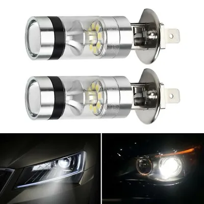 2x White H1 6000K 100W LED 20-SMD Projector Fog Driving DRL Light Bulb Lamps Set • $12.74