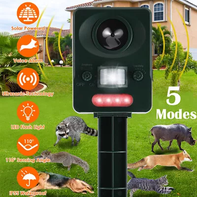 Ultrasonic Animal Repeller Solar Motion Sensor Pest Mice Deer Raccoon Squirrel • $15.39