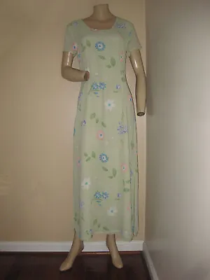 Vintage Laura Ashley Mint Green Floral Spring Midi Sheath Tea Dress XS/S • $24.99