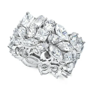 Fashion Cubic Zircon 925 Silver Filled Ring Women Gift Wedding Jewelry Sz 6-10 • $3.35