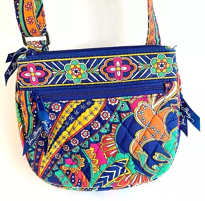 Vera Bradley Folding Crossbody Blue Venetian Purse Hipster ID Credit Card Slots • $14