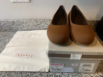 New Auth MARNI Womens Brown Ballet Flats Shoes Sz 41 Italy  • $79.99