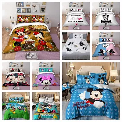 Mickey Minnie Mouse Quilt Cover Duvet Cover Bedding Set Single Double King Size • £24.99