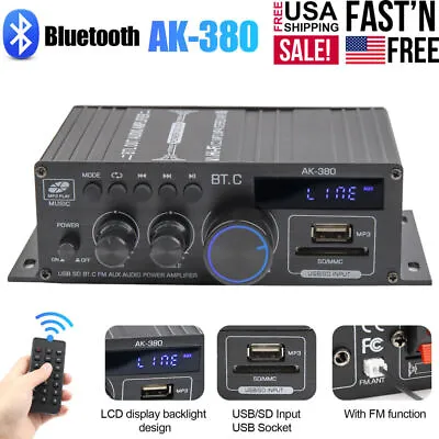 800W 2 Channel Bluetooth Mini HIFI Power Amplifier Audio Stereo Amp Home Car FM • $24.55